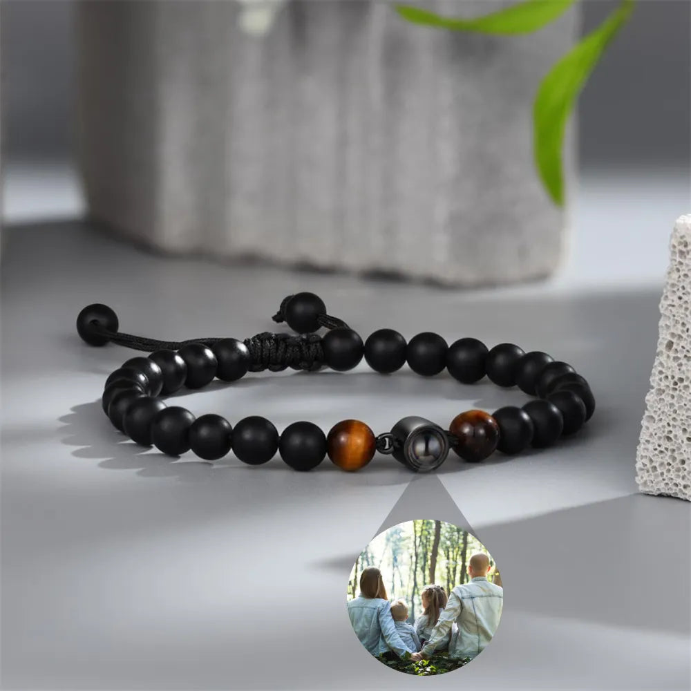 Personalisierte Armband mit Bild Tigerauge