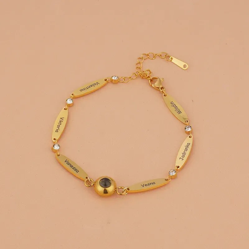 Personalisierte Armband mit Bild und eingraviertem Namen