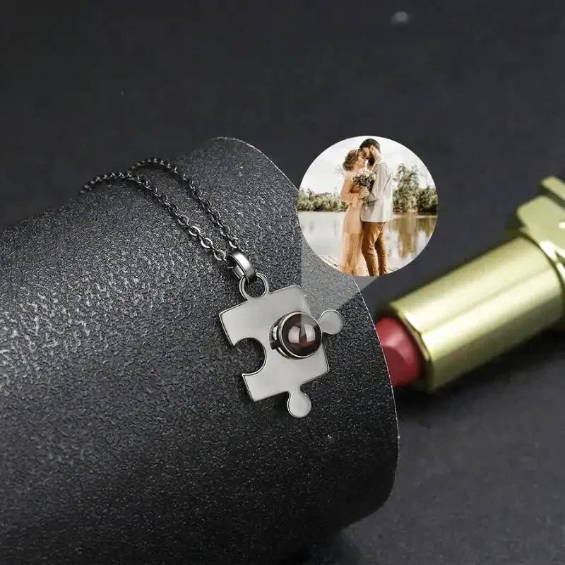 Personalisierte Kette mit Bild Rätsel Paar