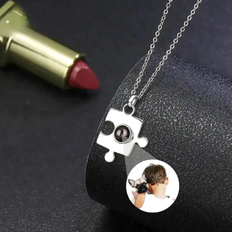 Personalisierte Kette mit Bild Rätsel Paar