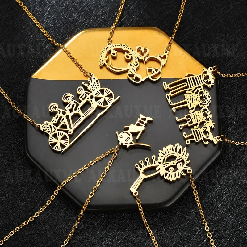 Personalisierte Kette mit Namen Kinderzeichnung