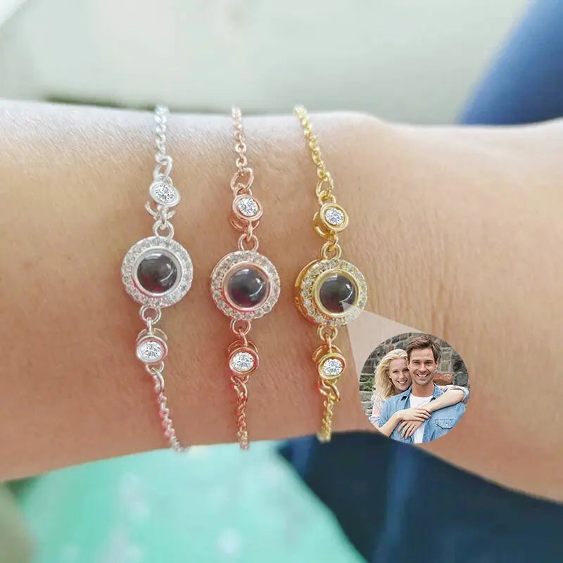 Personalisiertes Armband für Damen Kette mit Foto und Steinen