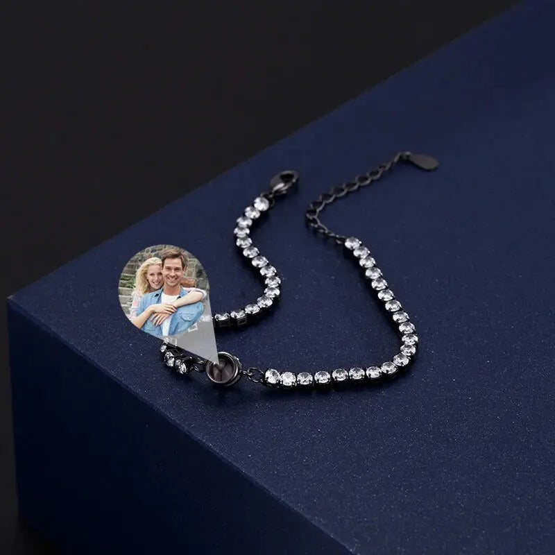 Personalisiertes Armband für Damen Mit Schmuckstein und Foto