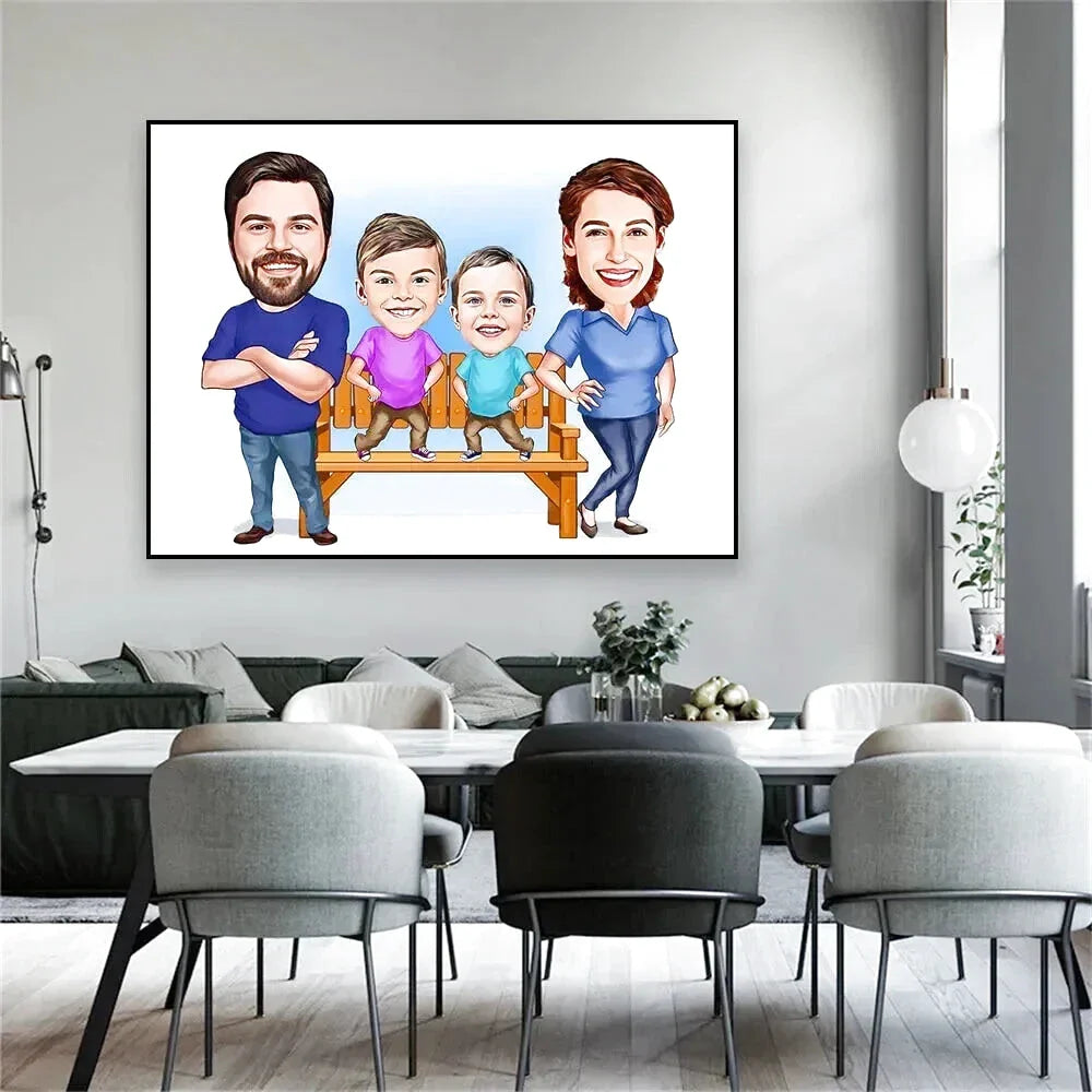 Personalisiertes Familienposter Karikatur