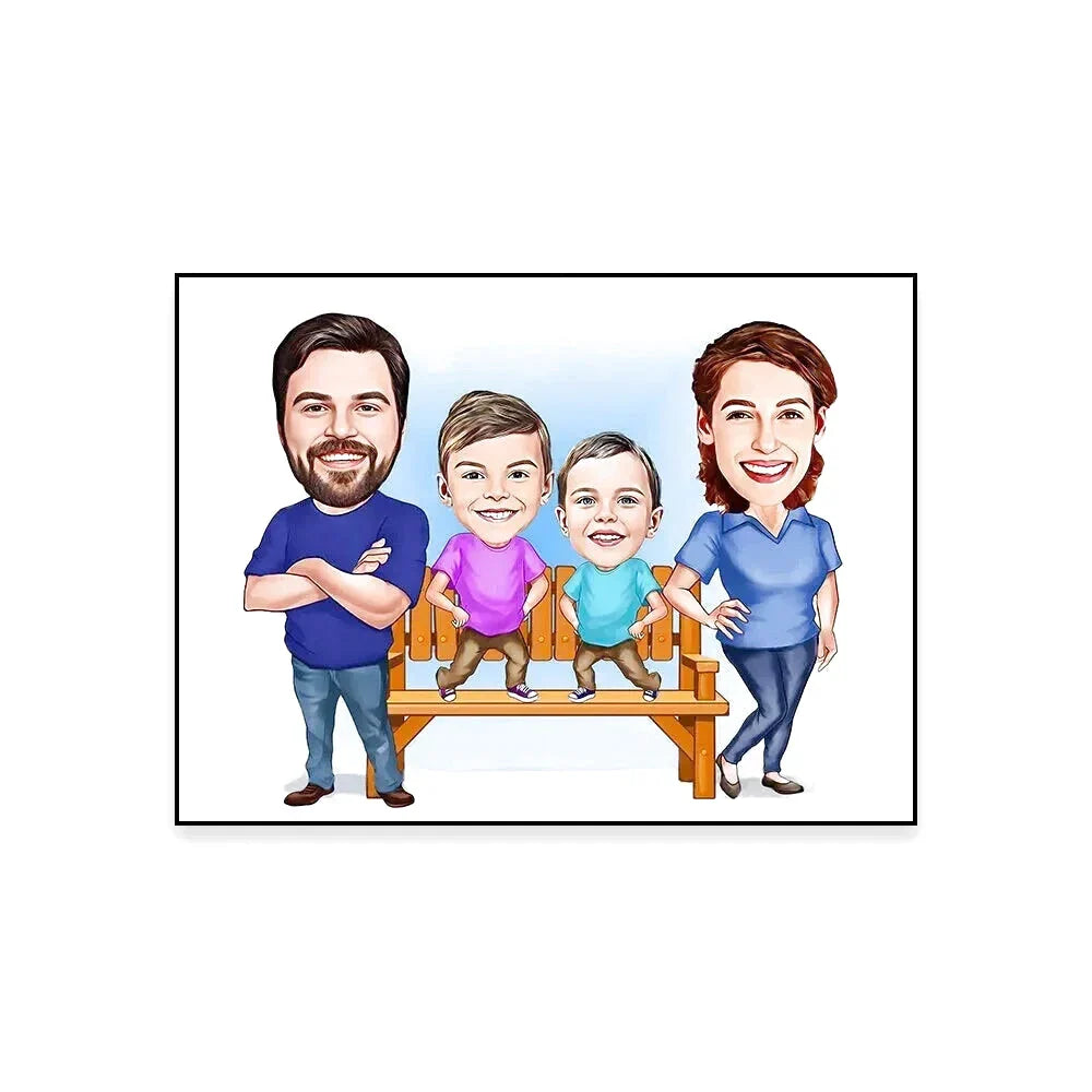 Personalisiertes Familienposter Karikatur