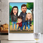 Personalisiertes Familienposter Karikatur in der Natur