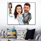 Personalisiertes Familienposter Porträt-Karikatur