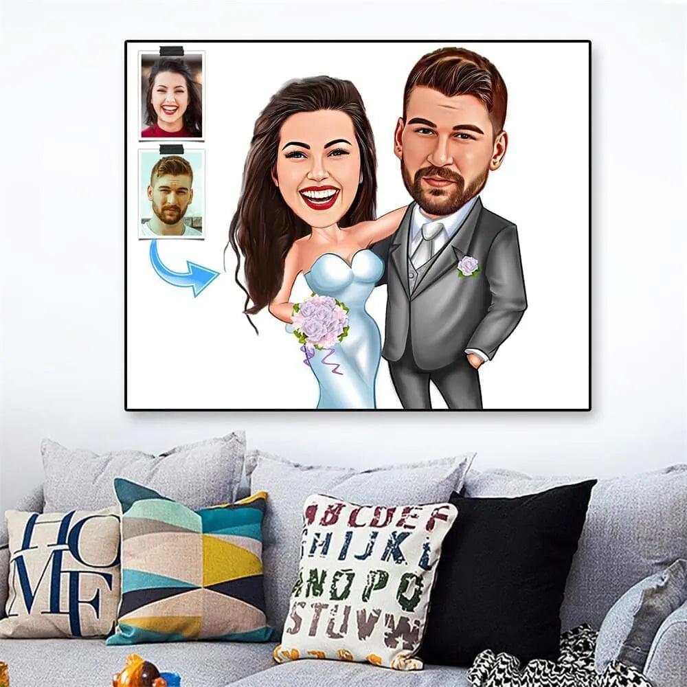 Personalisiertes Familienposter Porträt-Karikatur